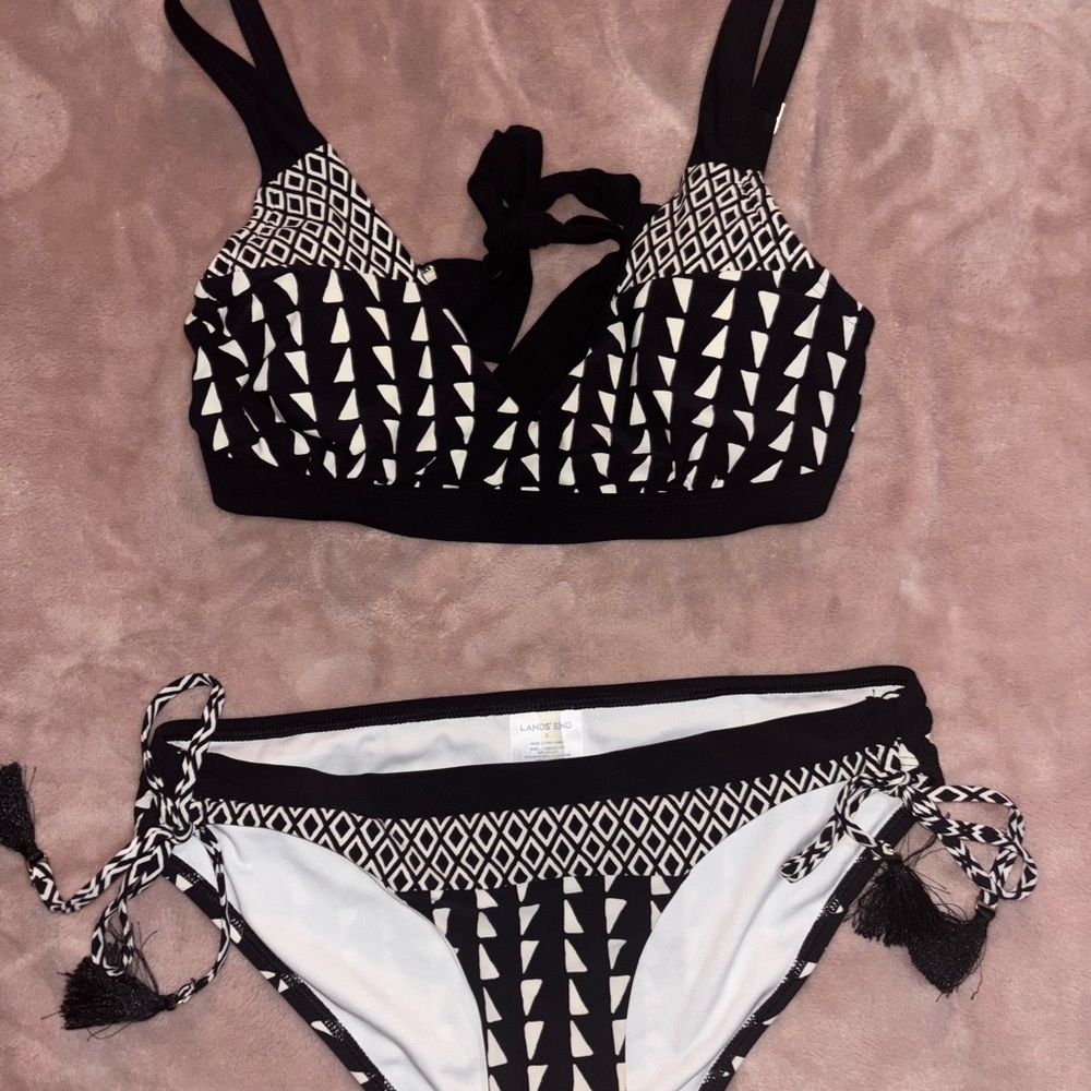 Lands' End Black and White Bikini Set - Picture 4 of 6
